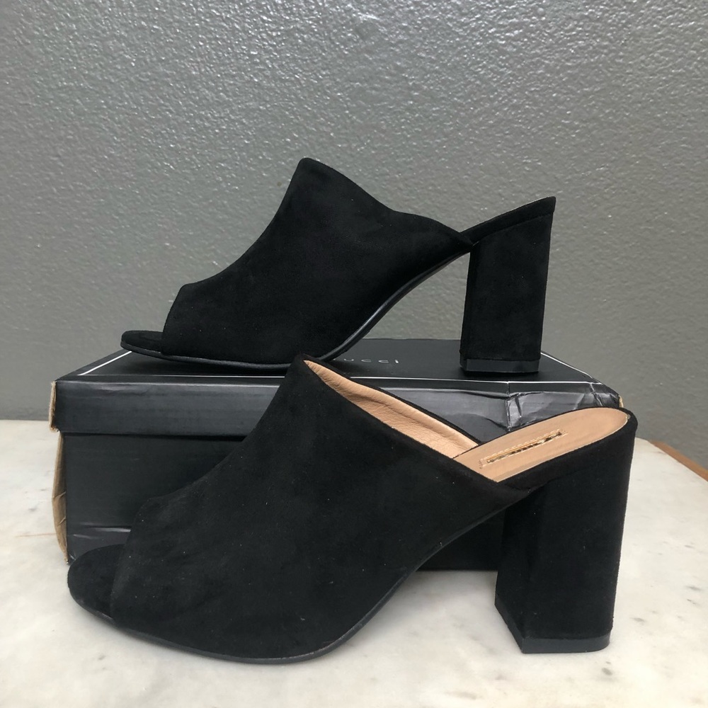 Black Suede Mules
